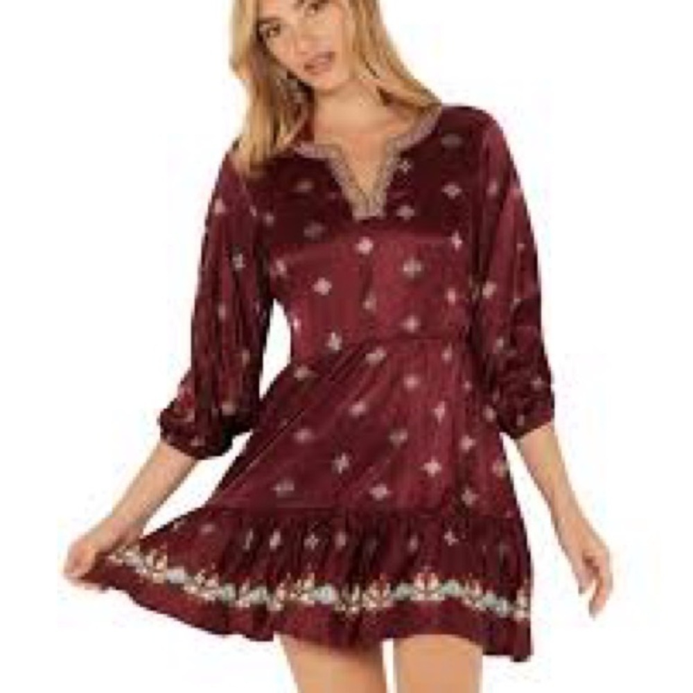 Shyanne Burgundy Floral Mini Dress